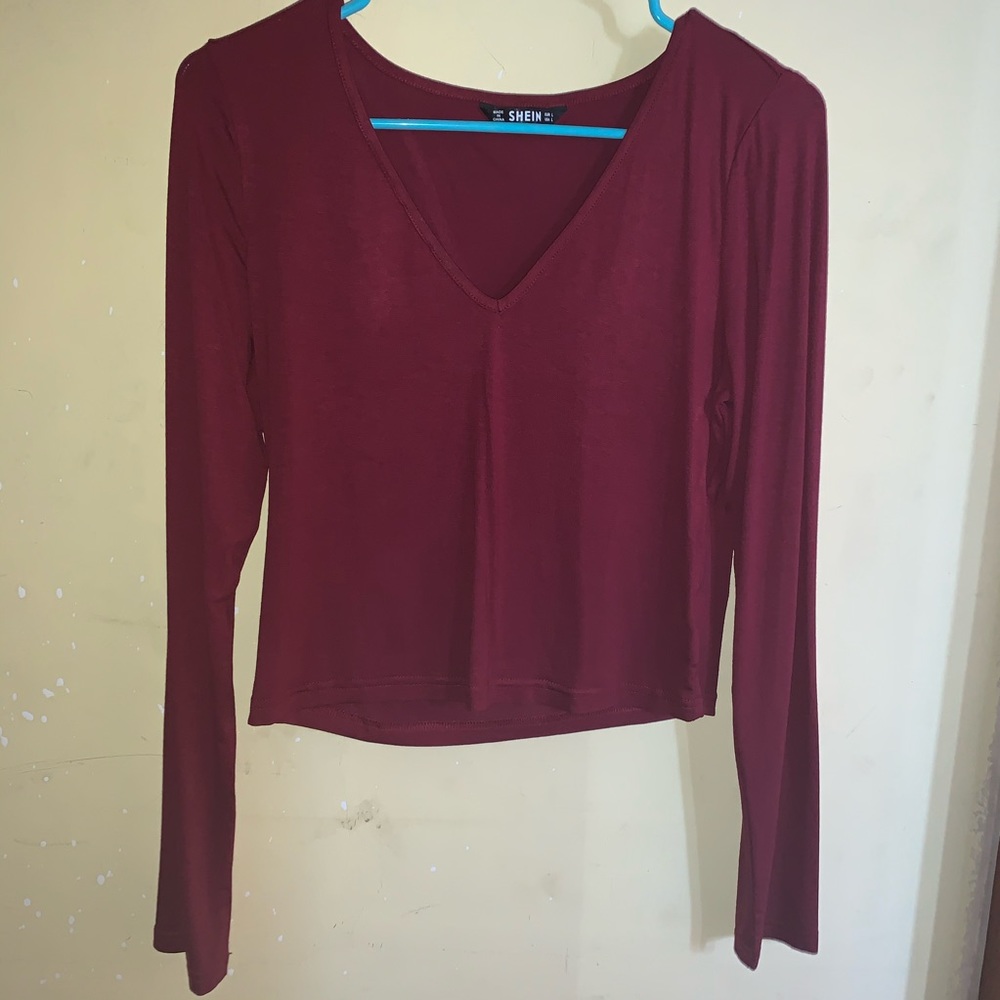 Maroon Vneck long sleeve tshirt